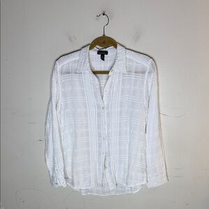 Ralph Lauren Jeans Co Textured White Button Front Shirt Size XL
